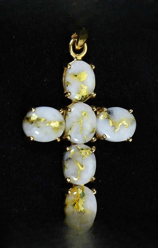 Gold Quartz Pendant "Orocal" PCR1162Q Genuine Hand Crafted Jewelry - 14K Gold Yellow Gold Casting