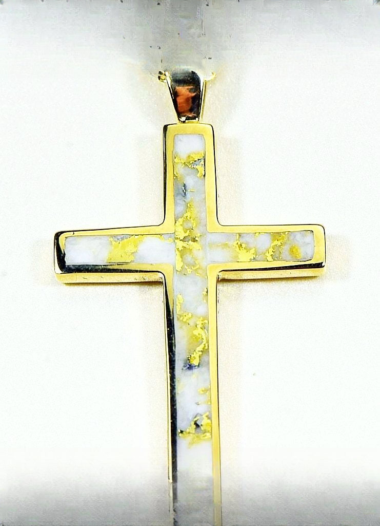 Gold Quartz Pendant "Orocal" PCR18QX Genuine Hand Crafted Jewelry - 14K Gold Yellow Gold Casting
