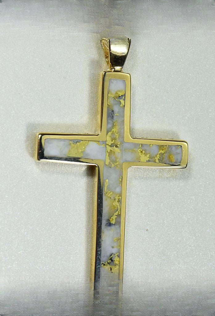Gold Quartz Pendant "Orocal" PCR18QX Genuine Hand Crafted Jewelry - 14K Gold Yellow Gold Casting