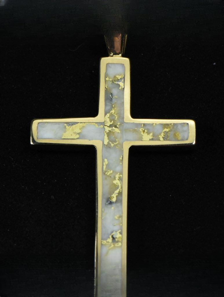 Gold Quartz Pendant "Orocal" PCR18QX Genuine Hand Crafted Jewelry - 14K Gold Yellow Gold Casting