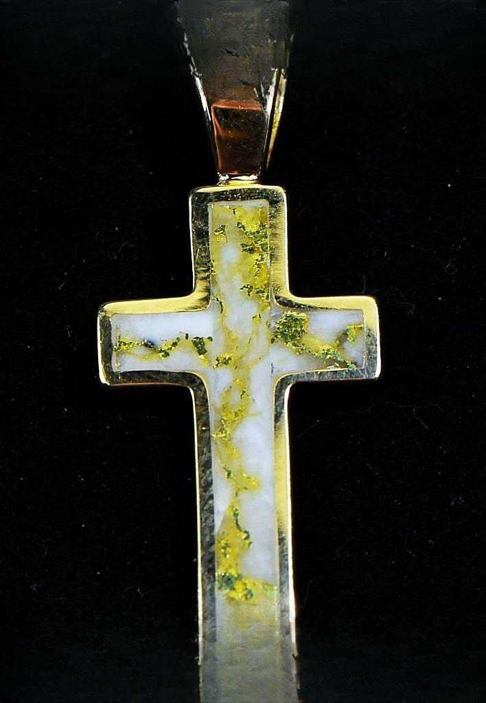 Gold Quartz Pendant "Orocal" PCR20QX Genuine Hand Crafted Jewelry - 14K Gold Yellow Gold Casting