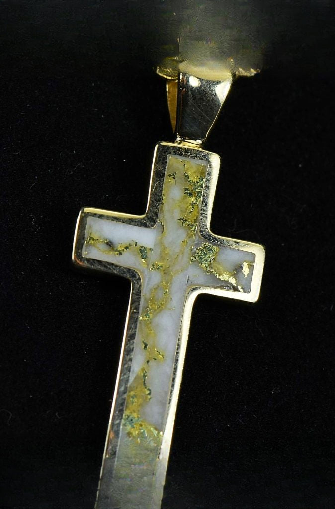 Gold Quartz Pendant "Orocal" PCR20QX Genuine Hand Crafted Jewelry - 14K Gold Yellow Gold Casting