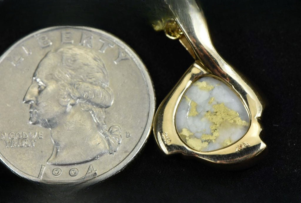 Gold Quartz Pendant "Orocal" PDL105SD16.5QX Genuine Hand Crafted Jewelry - 14K Gold Yellow Gold Casting