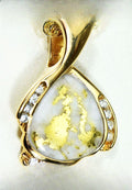 Gold Quartz Pendant "Orocal" PDL105SD16.5QX Genuine Hand Crafted Jewelry - 14K Gold Yellow Gold Casting