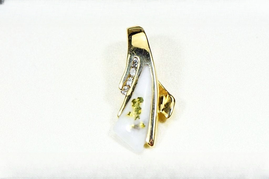 Gold Quartz Pendant "Orocal" PDL8SD8QX Genuine Hand Crafted Jewelry - 14K Gold Yellow Gold Casting