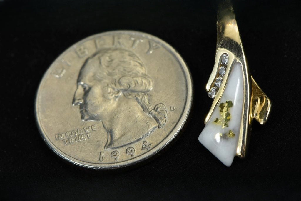 Gold Quartz Pendant "Orocal" PDL8SD8QX Genuine Hand Crafted Jewelry - 14K Gold Yellow Gold Casting