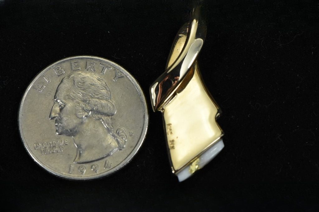 Gold Quartz Pendant "Orocal" PDL8LD15QX Genuine Hand Crafted Jewelry - 14K Gold Yellow Gold Casting