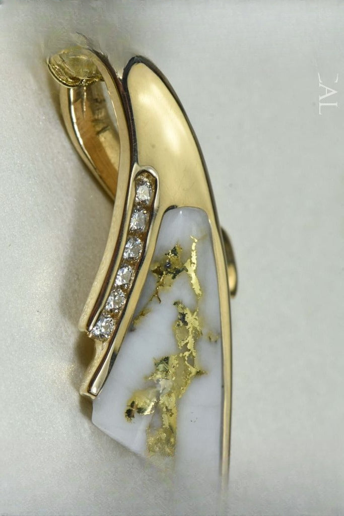 Gold Quartz Pendant "Orocal" PDL8LD15QX Genuine Hand Crafted Jewelry - 14K Gold Yellow Gold Casting