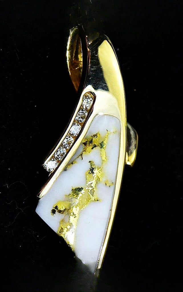 Gold Quartz Pendant "Orocal" PDL8LD15QX Genuine Hand Crafted Jewelry - 14K Gold Yellow Gold Casting