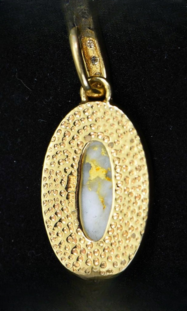Gold Quartz Pendant "Orocal" PN1049DQX Genuine Hand Crafted Jewelry - 14K Gold Yellow Gold Casting