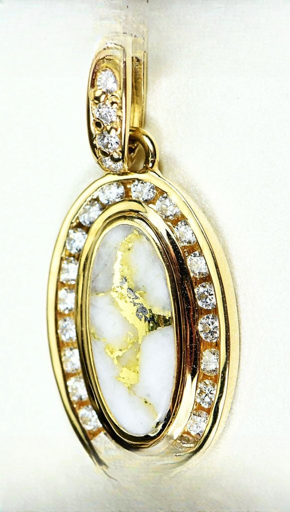 Gold Quartz Pendant "Orocal" PN1049DQX Genuine Hand Crafted Jewelry - 14K Gold Yellow Gold Casting