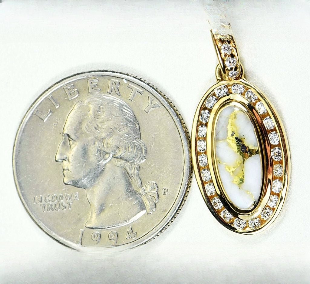 Gold Quartz Pendant "Orocal" PN1049DQX Genuine Hand Crafted Jewelry - 14K Gold Yellow Gold Casting