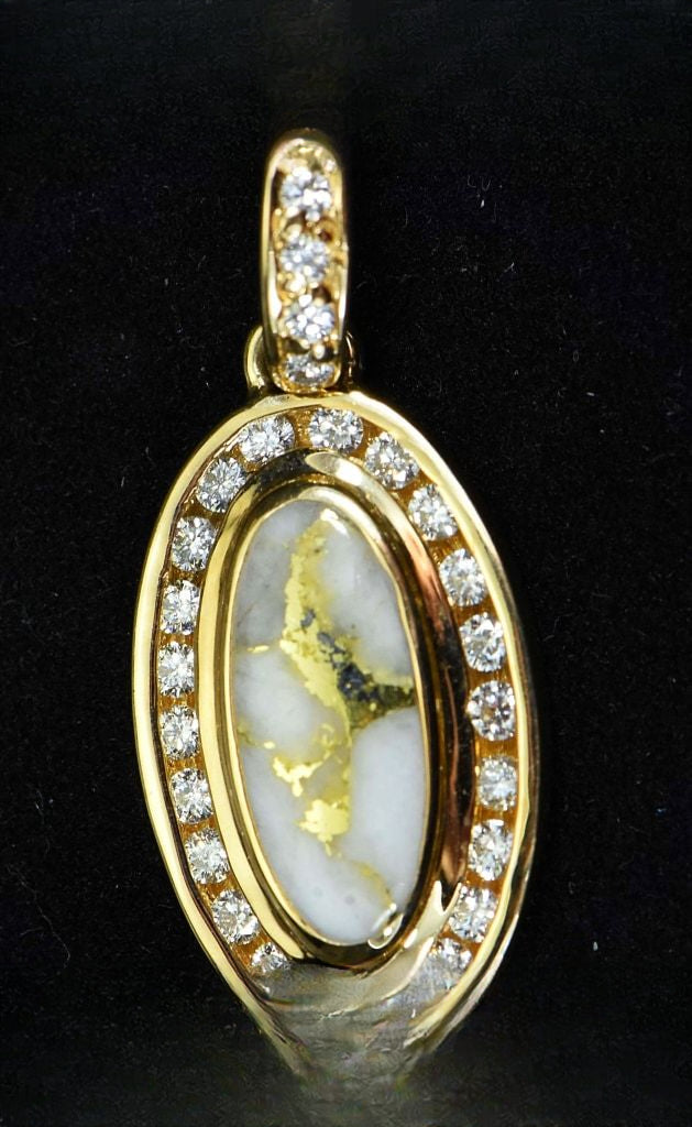 Gold Quartz Pendant "Orocal" PN1049DQX Genuine Hand Crafted Jewelry - 14K Gold Yellow Gold Casting