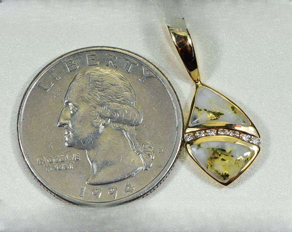 Gold Quartz Pendant "Orocal" PN1071DQ Genuine Hand Crafted Jewelry - 14K Gold Yellow Gold Casting