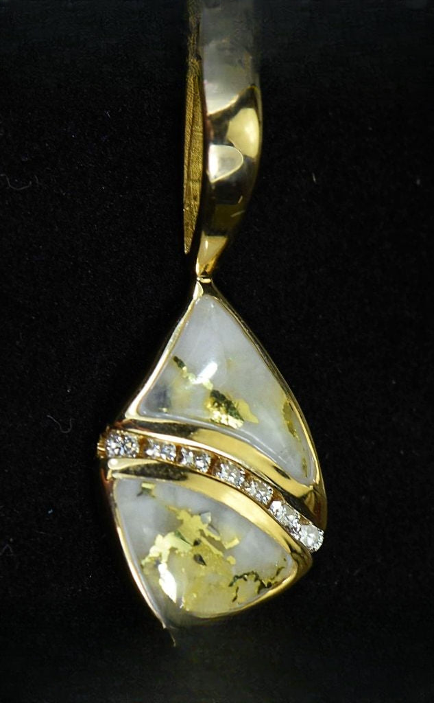 Gold Quartz Pendant "Orocal" PN1071DQ Genuine Hand Crafted Jewelry - 14K Gold Yellow Gold Casting