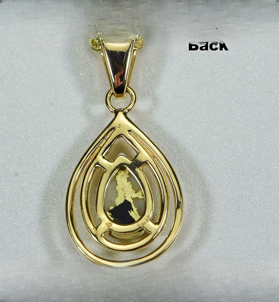 Gold Quartz Pendant "Orocal" PN1076XSQ Genuine Hand Crafted Jewelry - 14K Gold Yellow Gold Casting