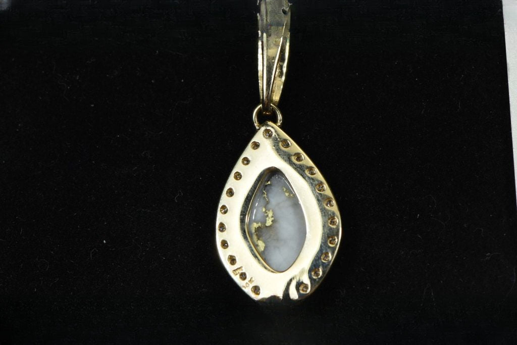Gold Quartz Pendant "Orocal" PN1104DQ Genuine Hand Crafted Jewelry - 14K Gold Yellow Gold Casting