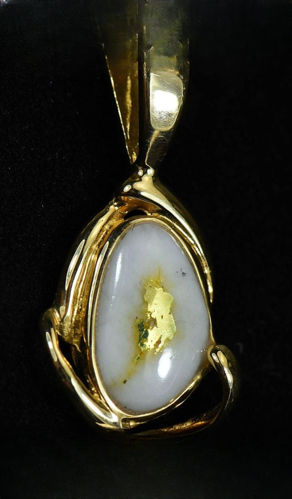 Gold Quartz Pendant "Orocal" PN1105Q Genuine Hand Crafted Jewelry - 14K Gold Yellow Gold Casting
