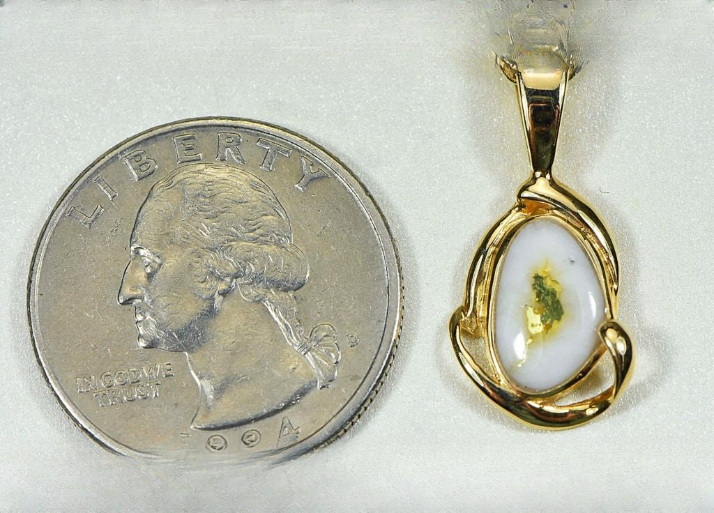 Gold Quartz Pendant "Orocal" PN1105Q Genuine Hand Crafted Jewelry - 14K Gold Yellow Gold Casting