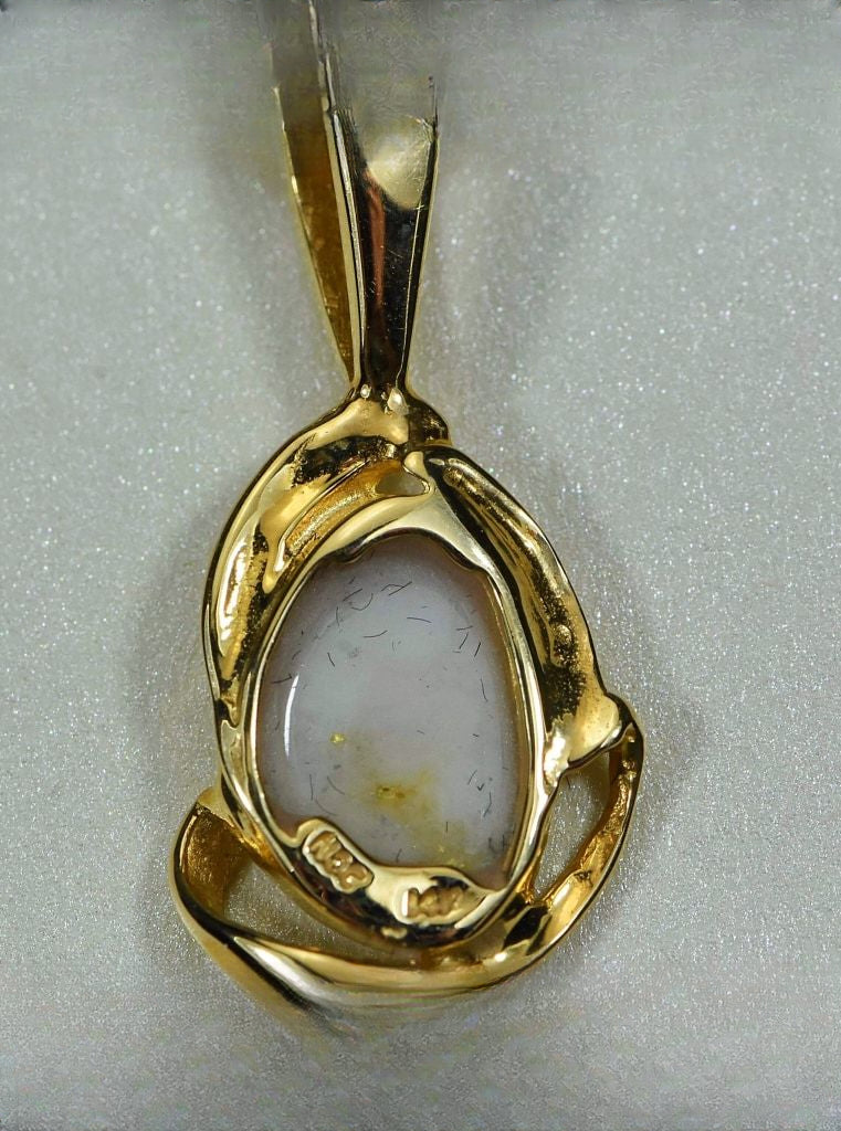 Gold Quartz Pendant "Orocal" PN1105Q Genuine Hand Crafted Jewelry - 14K Gold Yellow Gold Casting