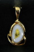 Gold Quartz Pendant "Orocal" PN1105Q Genuine Hand Crafted Jewelry - 14K Gold Yellow Gold Casting