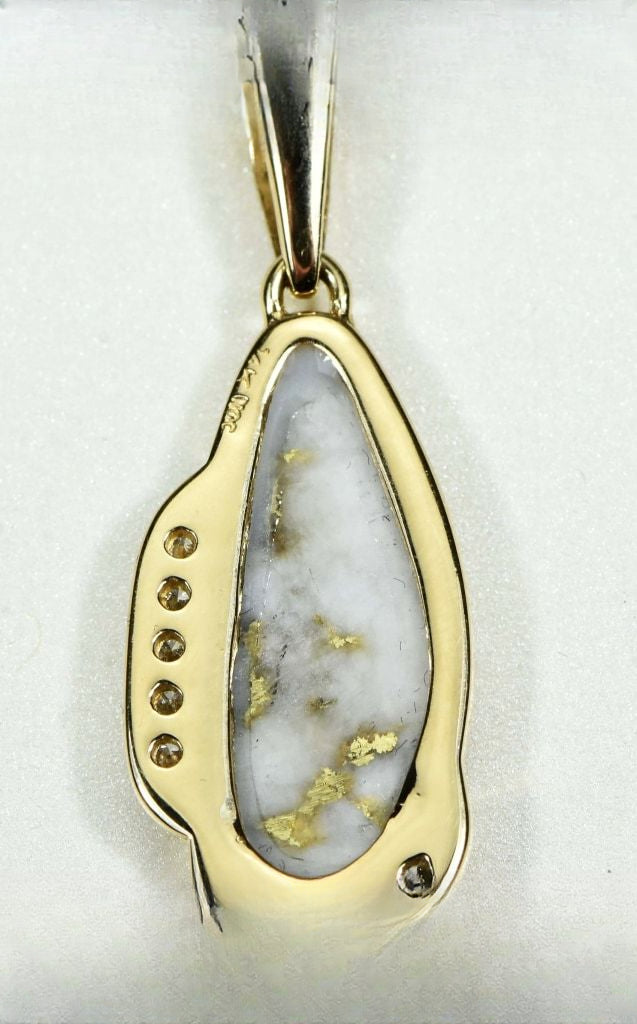 Gold Quartz Pendant "Orocal" PN1106SDQ Genuine Hand Crafted Jewelry - 14K Gold Yellow Gold Casting
