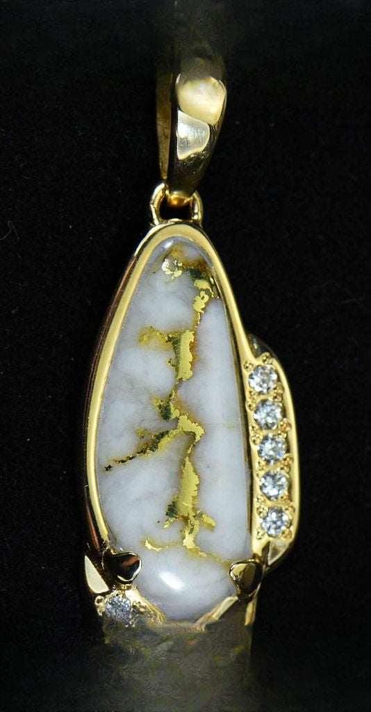 Gold Quartz Pendant "Orocal" PN1106SDQ Genuine Hand Crafted Jewelry - 14K Gold Yellow Gold Casting