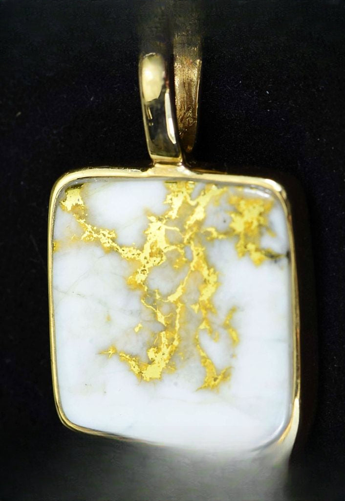 Gold Quartz Pendant "Orocal" PN1107Q Genuine Hand Crafted Jewelry - 14K Gold Yellow Gold Casting