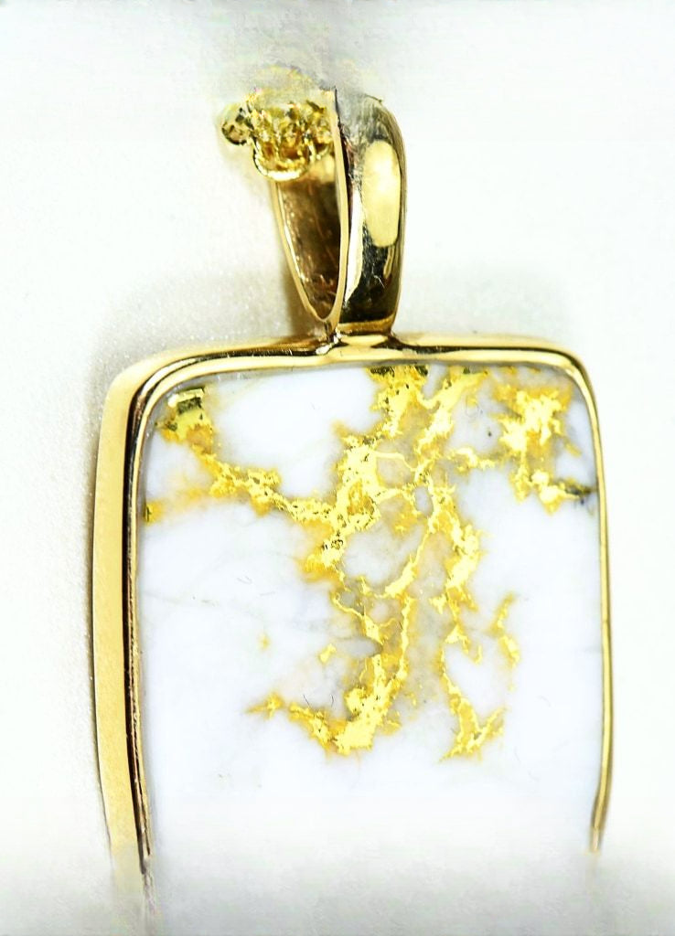 Gold Quartz Pendant "Orocal" PN1107Q Genuine Hand Crafted Jewelry - 14K Gold Yellow Gold Casting