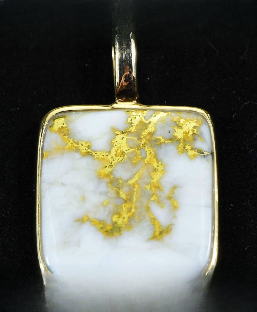 Gold Quartz Pendant "Orocal" PN1107Q Genuine Hand Crafted Jewelry - 14K Gold Yellow Gold Casting