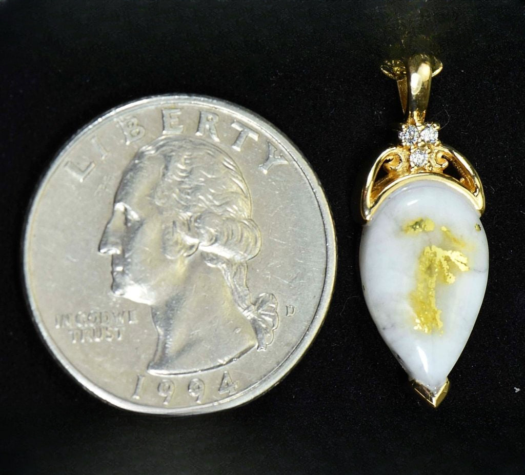 Gold Quartz Pendant "Orocal" PN1121DQ Genuine Hand Crafted Jewelry - 14K Gold Yellow Gold Casting