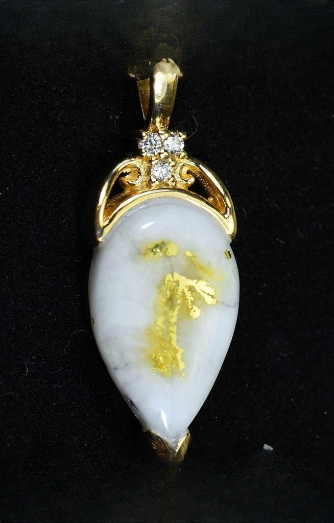 Gold Quartz Pendant "Orocal" PN1121DQ Genuine Hand Crafted Jewelry - 14K Gold Yellow Gold Casting