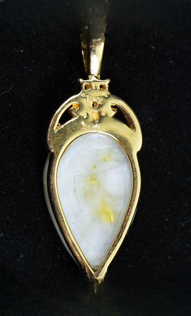 Gold Quartz Pendant "Orocal" PN1121DQ Genuine Hand Crafted Jewelry - 14K Gold Yellow Gold Casting