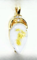 Gold Quartz Pendant "Orocal" PN1121DQ Genuine Hand Crafted Jewelry - 14K Gold Yellow Gold Casting