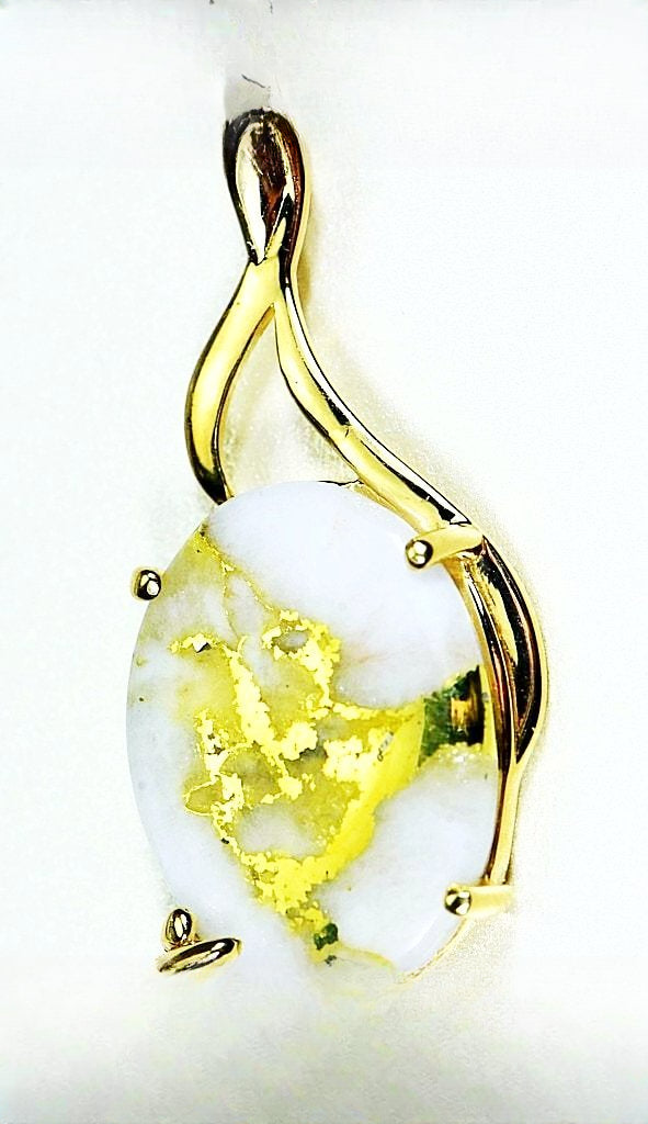 Gold Quartz Pendant "Orocal" PN1122Q Genuine Hand Crafted Jewelry - 14K Gold Yellow Gold Casting