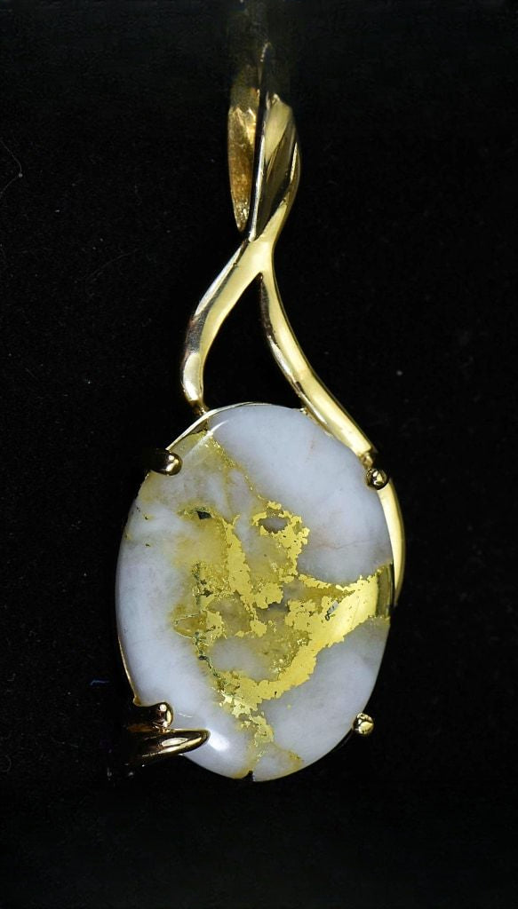 Gold Quartz Pendant "Orocal" PN1122Q Genuine Hand Crafted Jewelry - 14K Gold Yellow Gold Casting