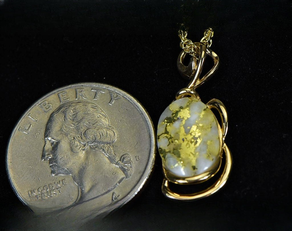 Gold Quartz Pendant "Orocal" PN1124Q Genuine Hand Crafted Jewelry - 14K Gold Yellow Gold Casting