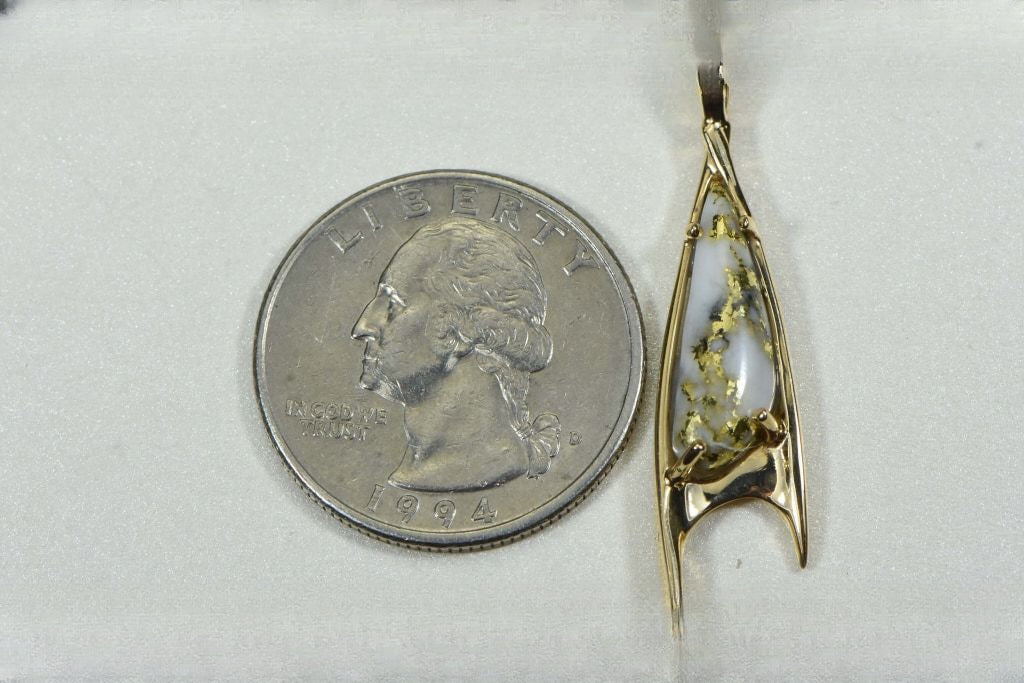 Gold Quartz Pendant "Orocal" PN3700QX Genuine Hand Crafted Jewelry - 14K Gold Yellow Gold Casting
