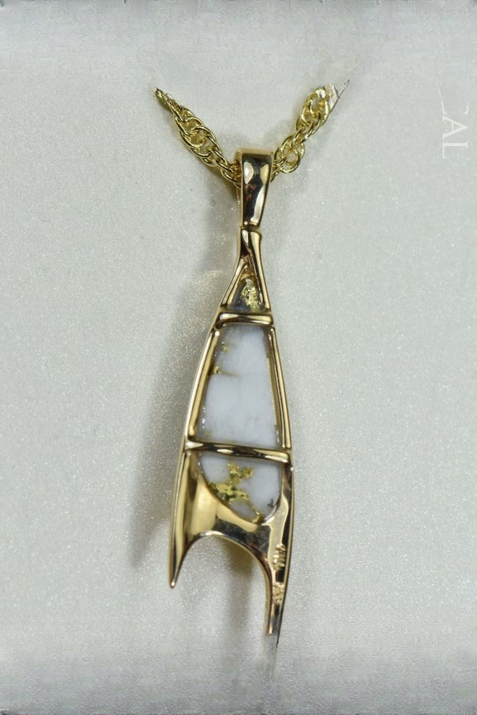 Gold Quartz Pendant "Orocal" PN3700QX Genuine Hand Crafted Jewelry - 14K Gold Yellow Gold Casting