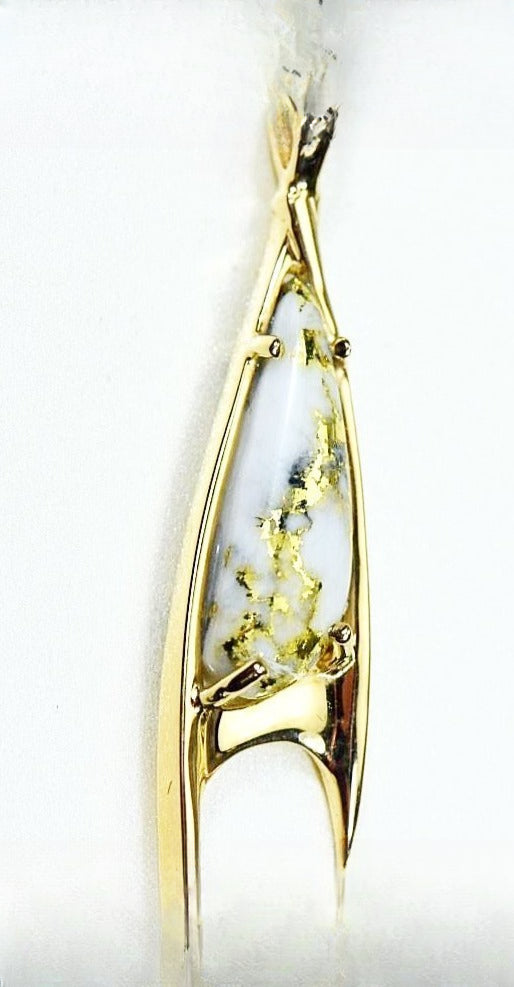 Gold Quartz Pendant "Orocal" PN3700QX Genuine Hand Crafted Jewelry - 14K Gold Yellow Gold Casting