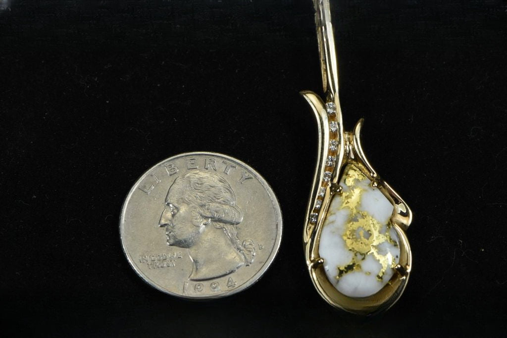Gold Quartz Pendant "Orocal" PN377D17QX Genuine Hand Crafted Jewelry - 14K Gold Yellow Gold Casting