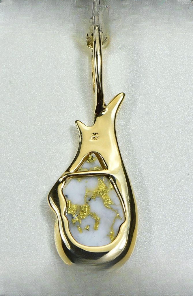 Gold Quartz Pendant "Orocal" PN377D17QX Genuine Hand Crafted Jewelry - 14K Gold Yellow Gold Casting