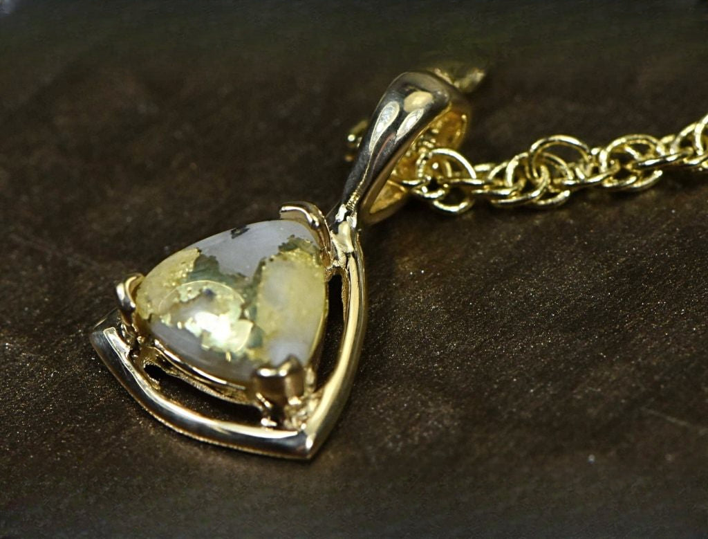 Gold Quartz Pendant "Orocal" PN441QX Genuine Hand Crafted Jewelry - 14K Gold Yellow Gold Casting