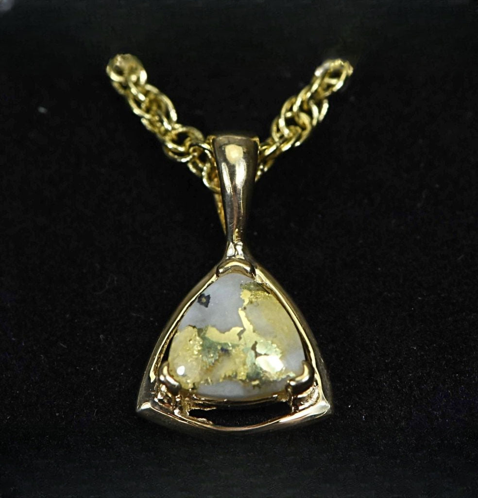 Gold Quartz Pendant "Orocal" PN441QX Genuine Hand Crafted Jewelry - 14K Gold Yellow Gold Casting