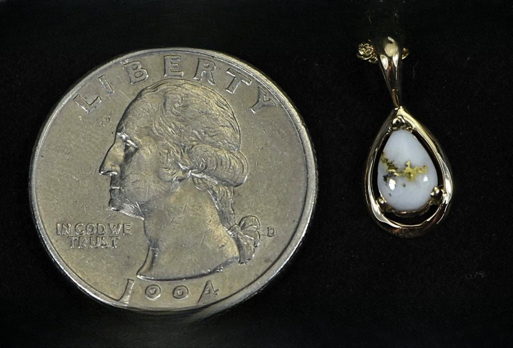 Gold Quartz Pendant "Orocal" PN442QX Genuine Hand Crafted Jewelry - 14K Gold Yellow Gold Casting