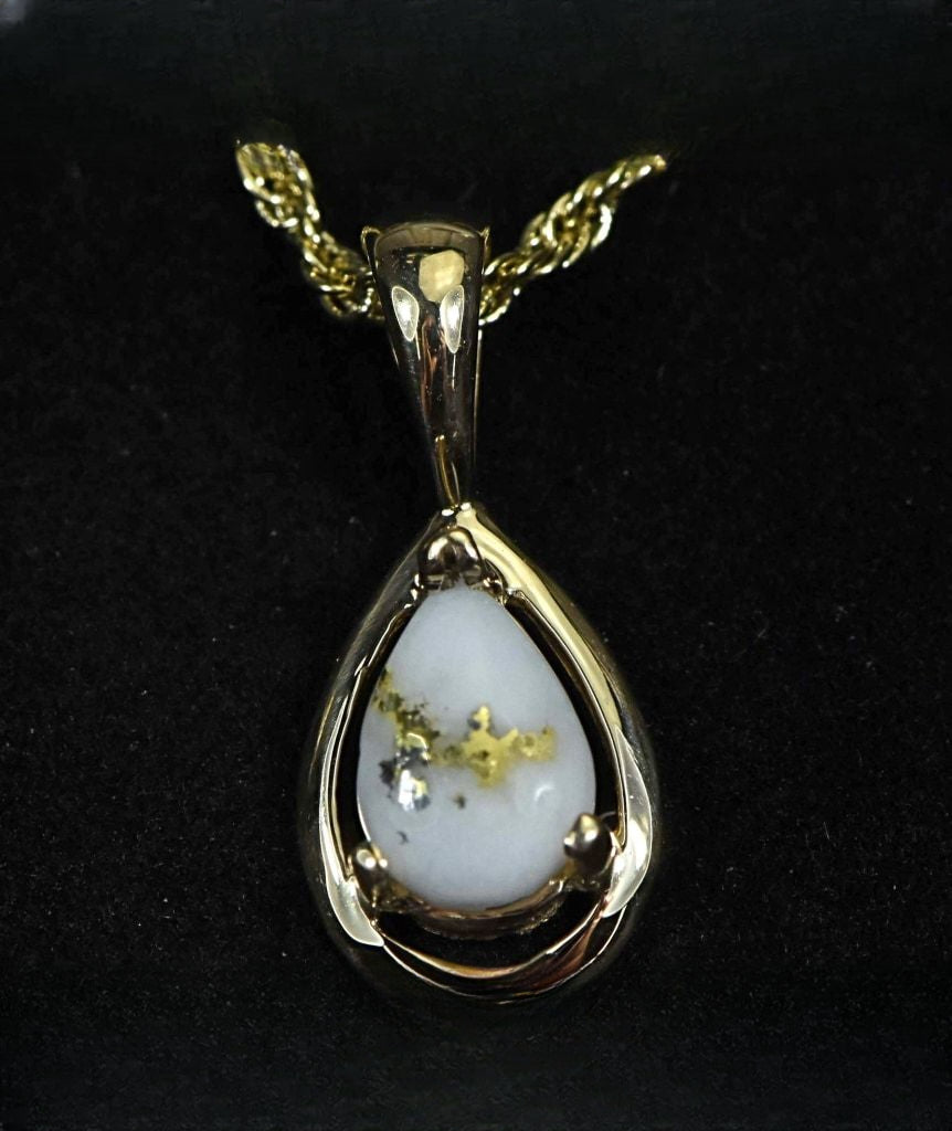 Gold Quartz Pendant "Orocal" PN442QX Genuine Hand Crafted Jewelry - 14K Gold Yellow Gold Casting