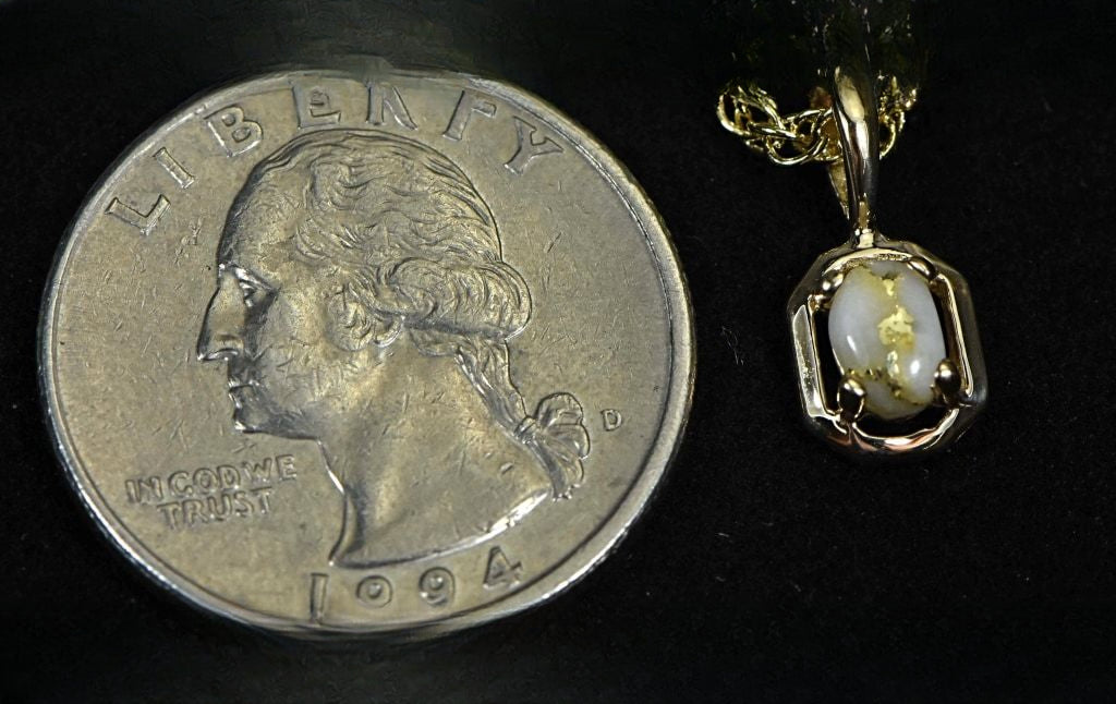 Gold Quartz Pendant "Orocal" PN452QX Genuine Hand Crafted Jewelry - 14K Gold Yellow Gold Casting