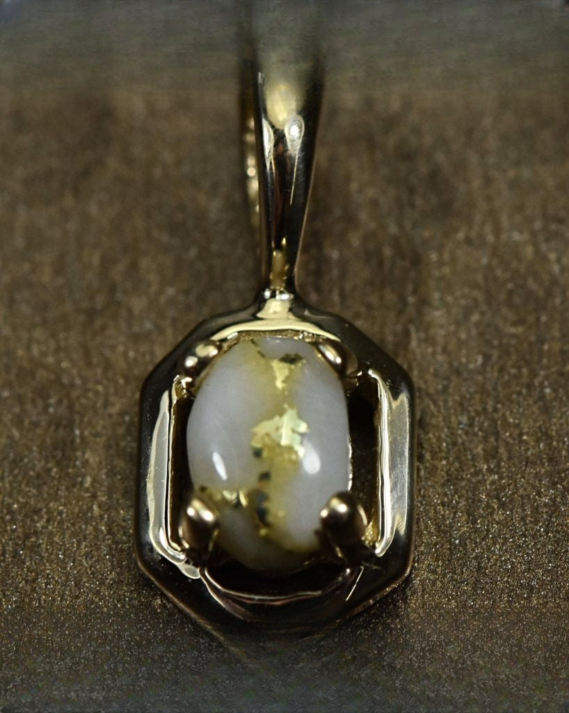 Gold Quartz Pendant "Orocal" PN452QX Genuine Hand Crafted Jewelry - 14K Gold Yellow Gold Casting