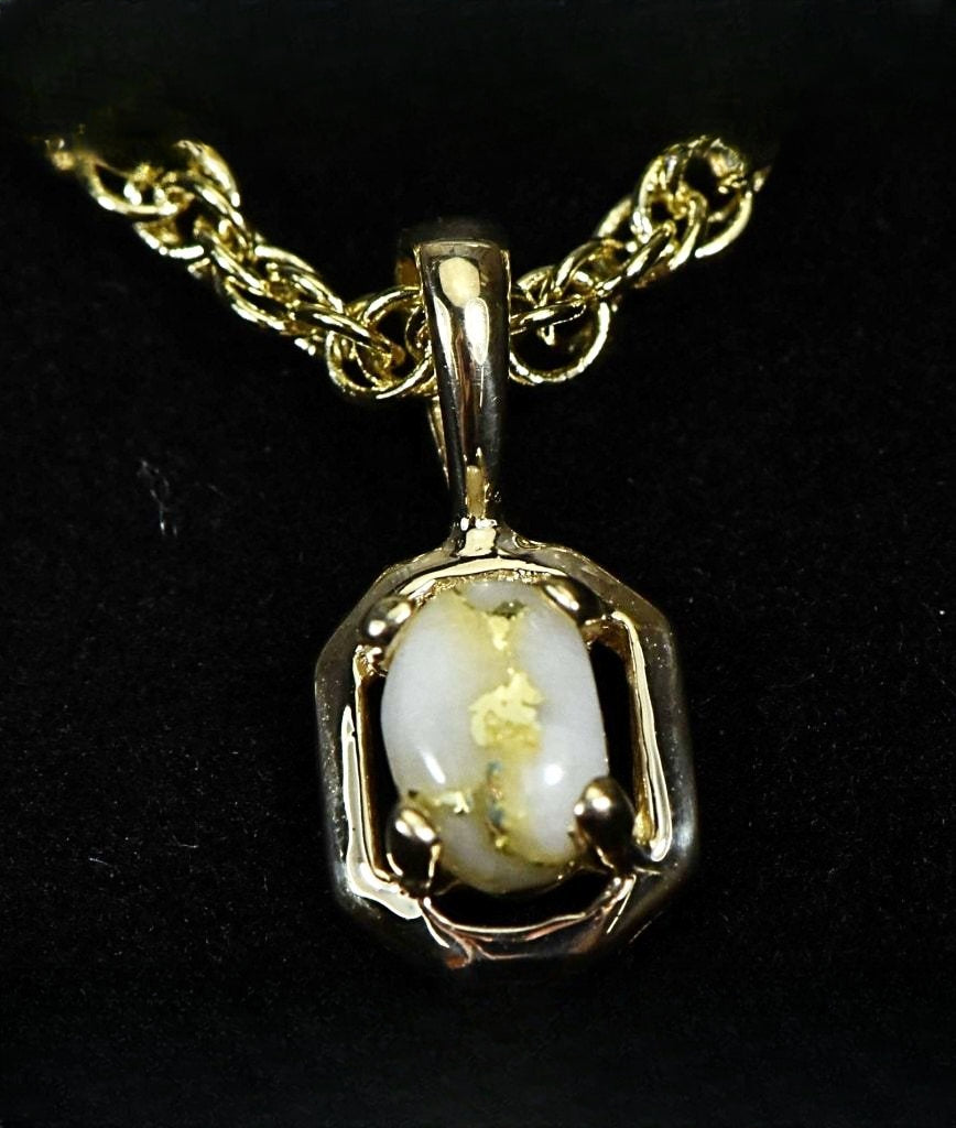 Gold Quartz Pendant "Orocal" PN452QX Genuine Hand Crafted Jewelry - 14K Gold Yellow Gold Casting