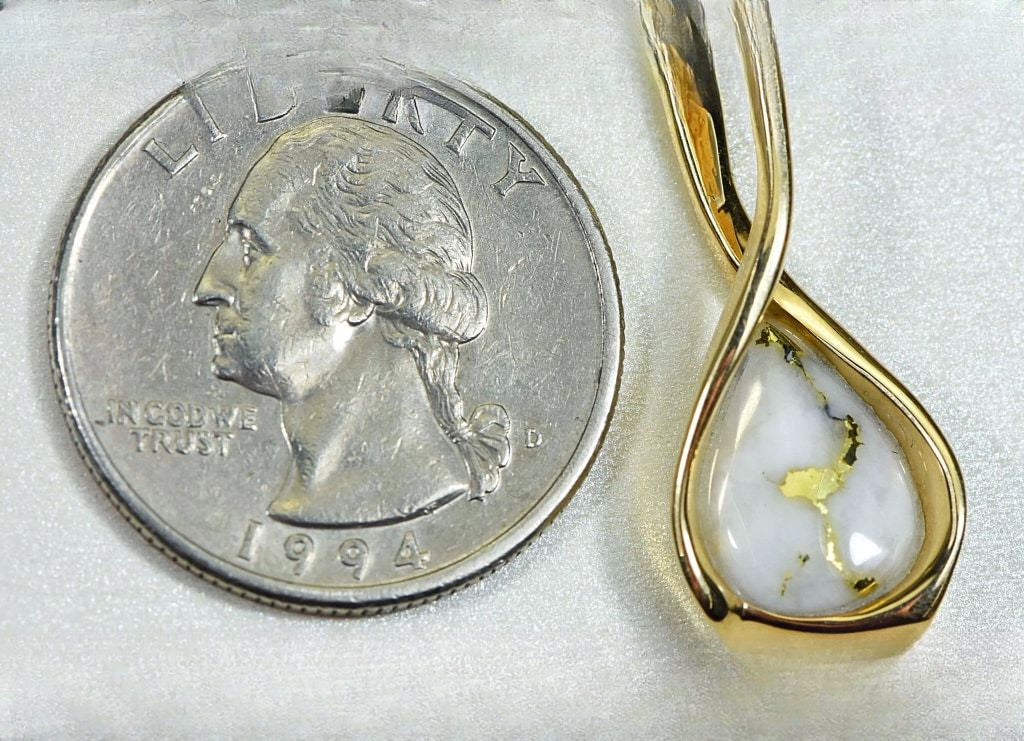 Gold Quartz Pendant "Orocal" PN628QX Genuine Hand Crafted Jewelry - 14K Gold Yellow Gold Casting